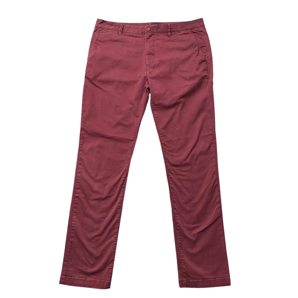 UNTUCKit St Clair Chino Pants Mens 36x34 Burgundy Red Straight Fit Stretch 40291